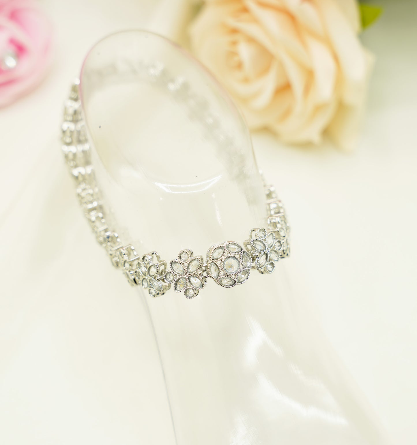 Traditional Bridal Anklet – 2 Piece Embellished Payal for Nikah, Walima & Festive Wear