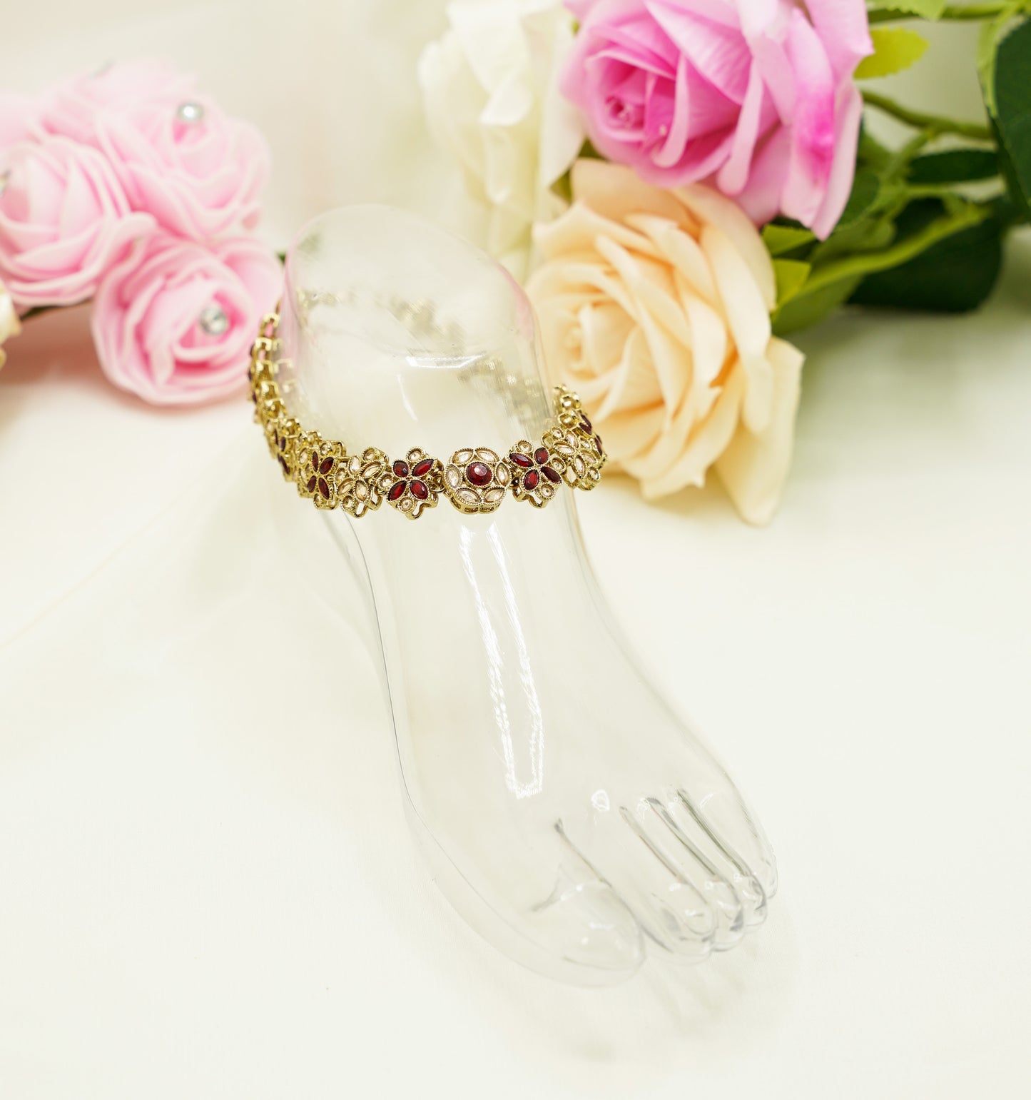 Traditional Bridal Anklet – 2 Piece Embellished Payal for Nikah, Walima & Festive Wear