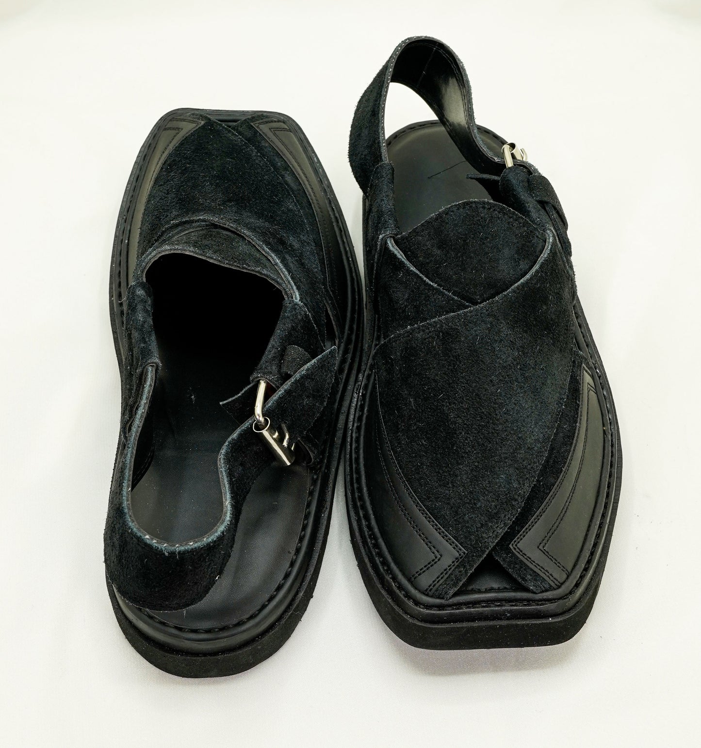 Black Peshawari Chappal - Black Suede Chappal