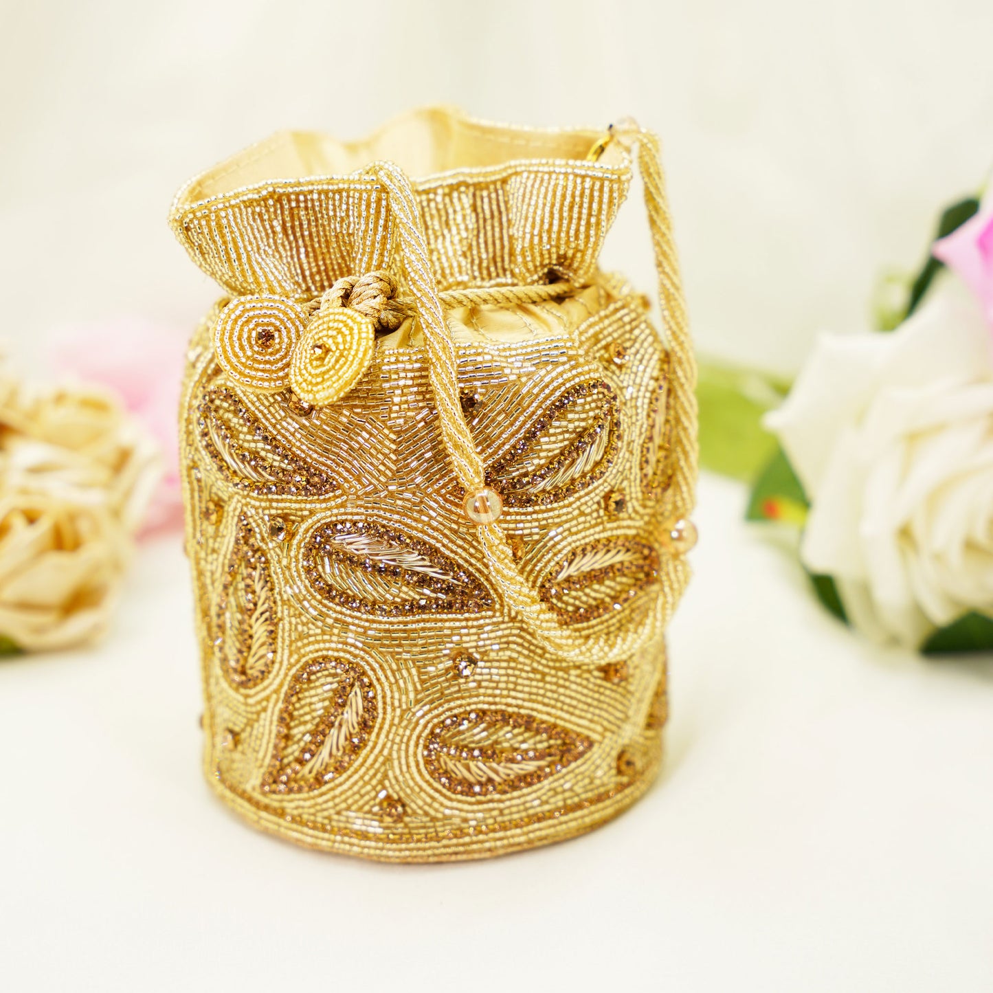 Bridal Embellished Potli Bag – Handcrafted Traditional Drawstring Clutch for Weddings & Festive Wear
