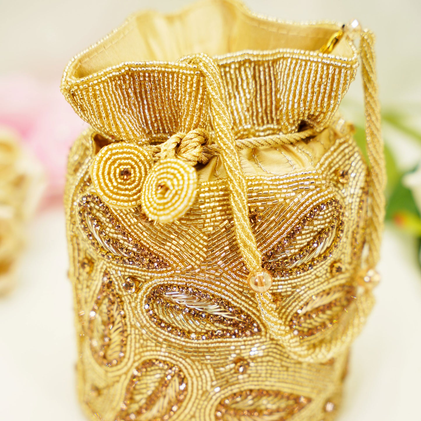 Bridal Embellished Potli Bag – Handcrafted Traditional Drawstring Clutch for Weddings & Festive Wear