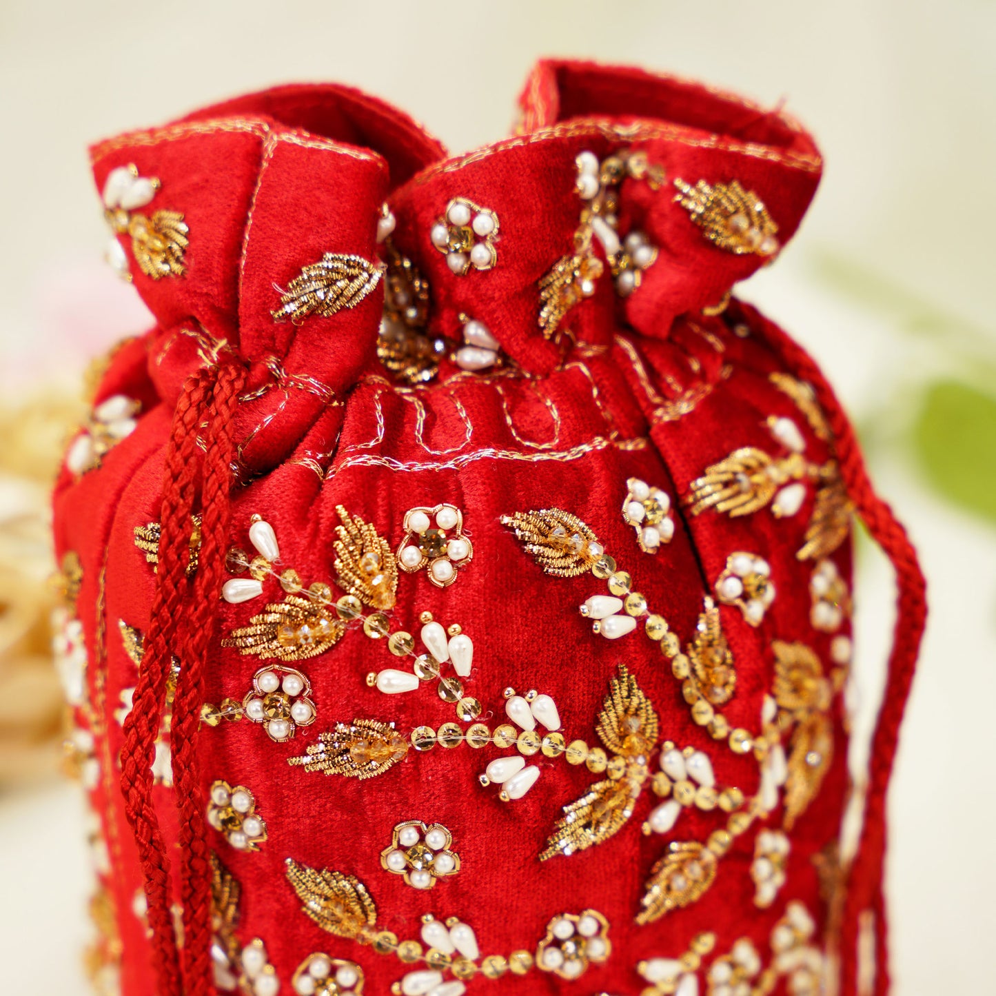 Bridal Embellished Potli Bag – Handcrafted Traditional Drawstring Clutch for Weddings & Festive Wear