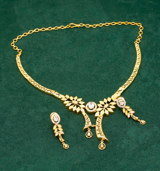 Soha Gold Plated Necklace Set - Floral Jewellery Necklace Set
