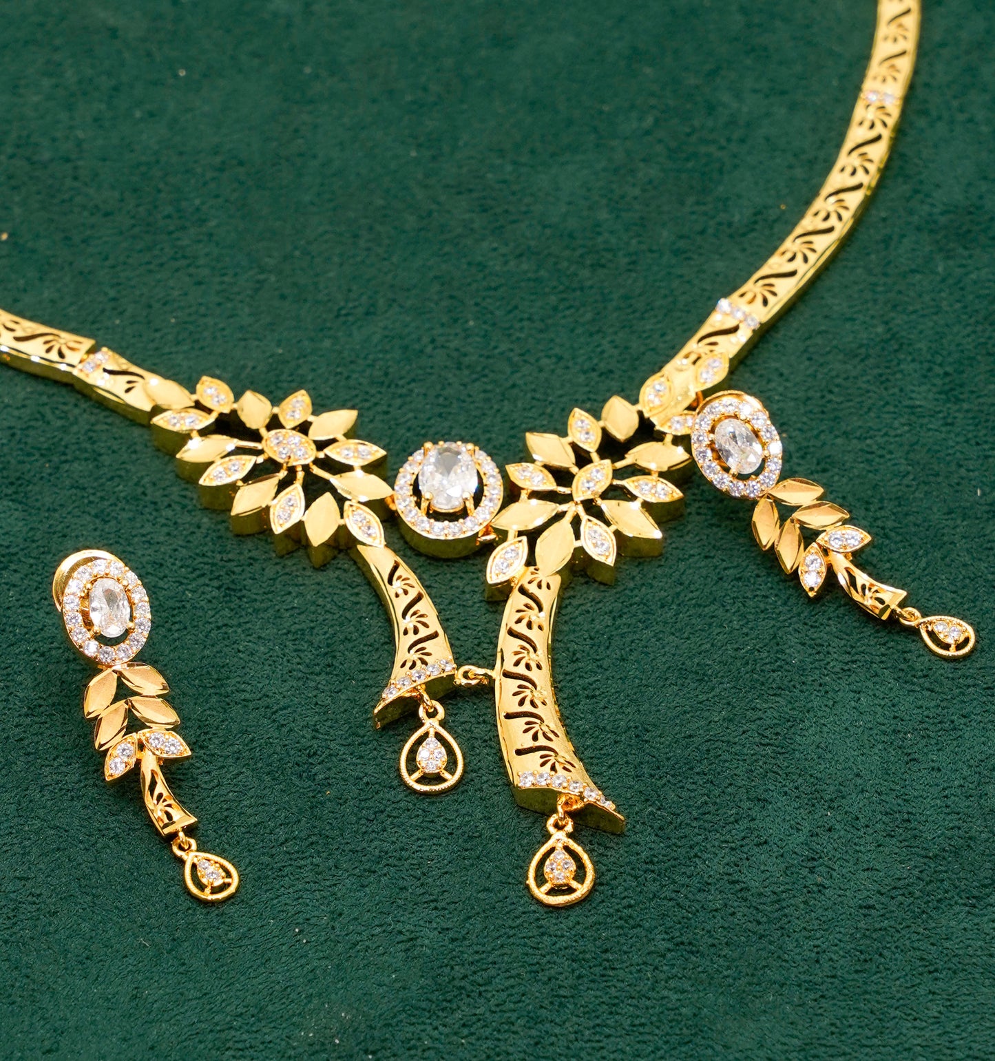 Soha Gold Plated Necklace Set - Floral Jewellery Necklace Set