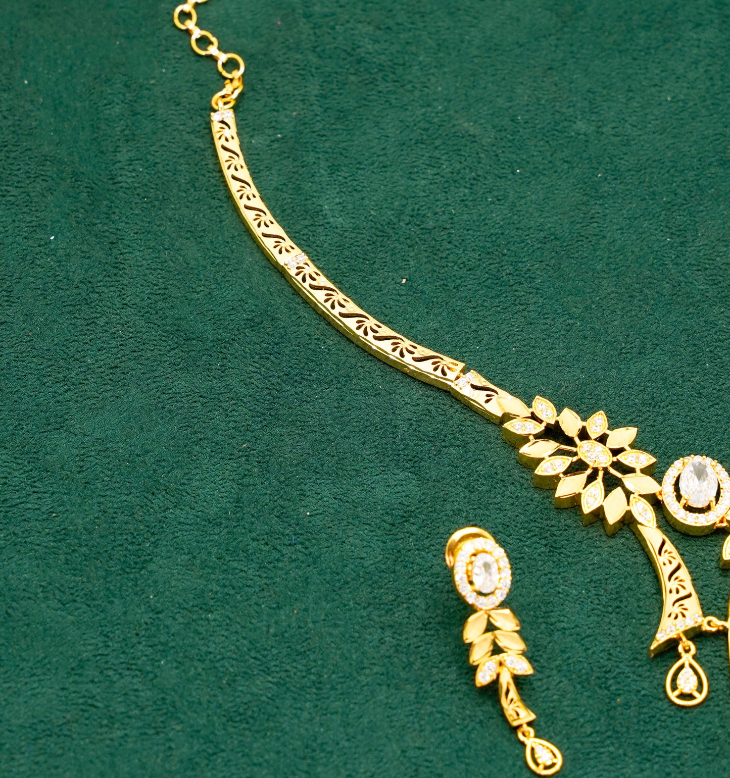 Soha Gold Plated Necklace Set - Floral Jewellery Necklace Set