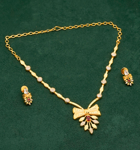 Floral Gold Plated Necklace Set - Jewellery Necklace Set