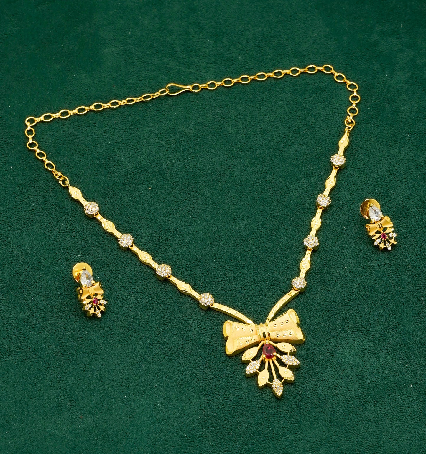 Floral Gold Plated Necklace Set - Jewellery Necklace Set