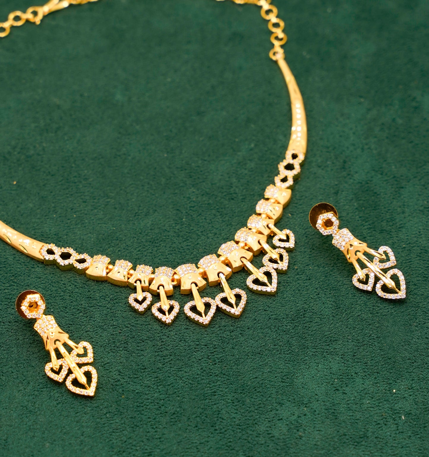 Heart Gold Plated Necklace Set - Jewellery Necklace Set