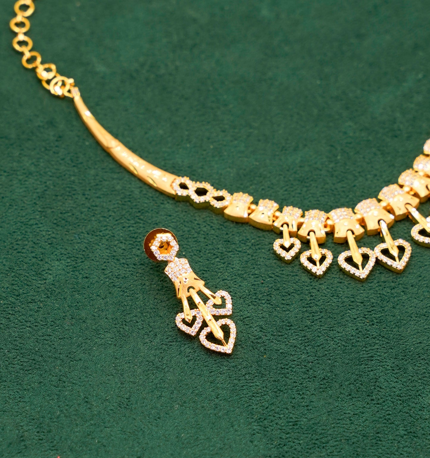 Heart Gold Plated Necklace Set - Jewellery Necklace Set