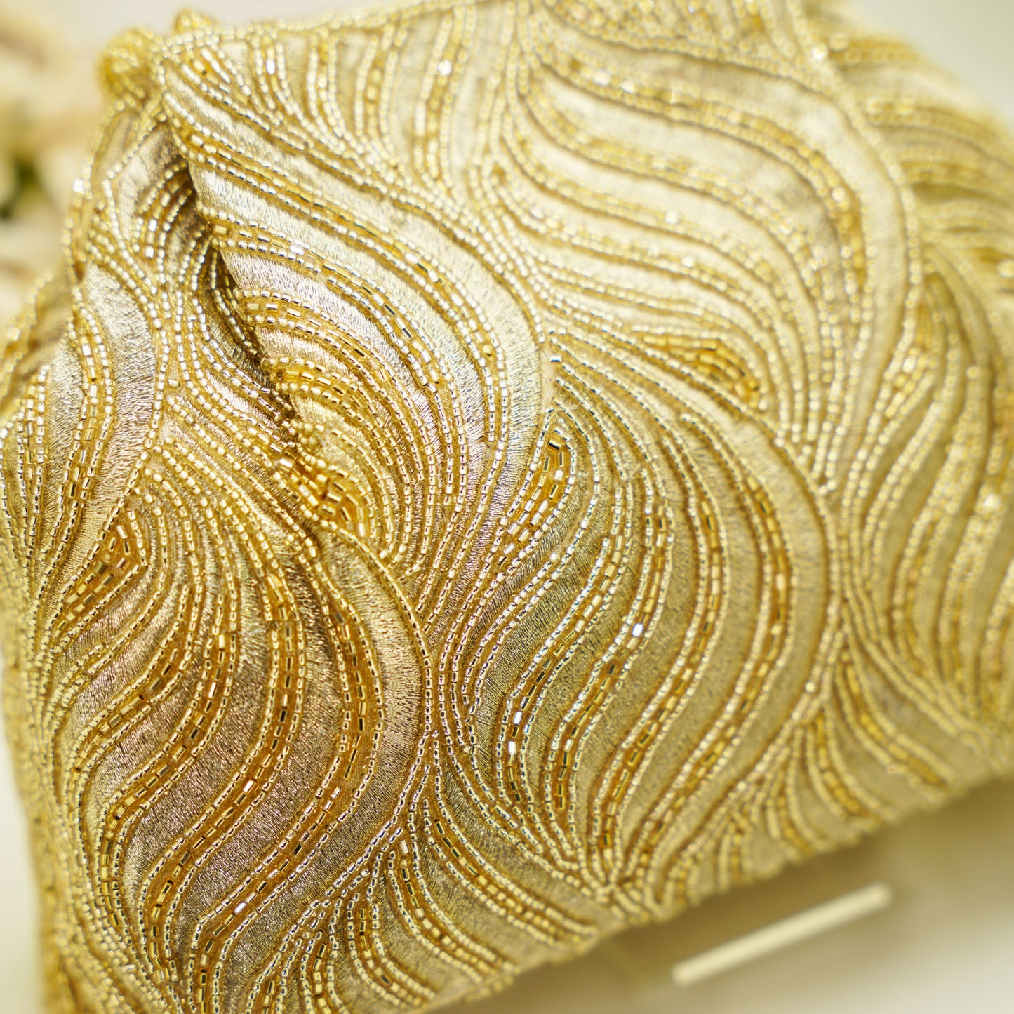 Golden Wave Beaded Handbag – Soft Shell Party Purse