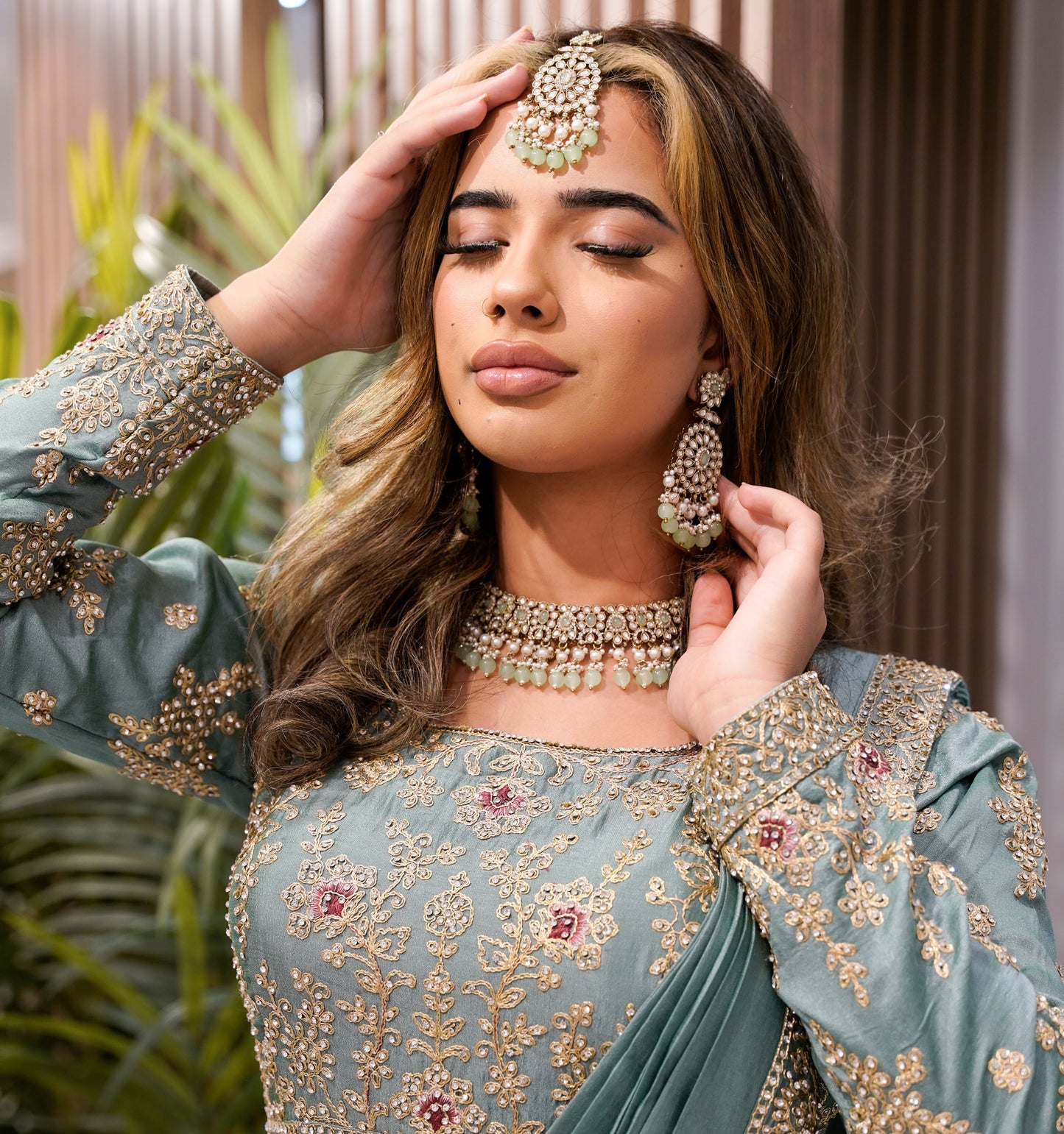 Minty Green Kundan Set  – Elegant Bridal & Party Jewellery Set