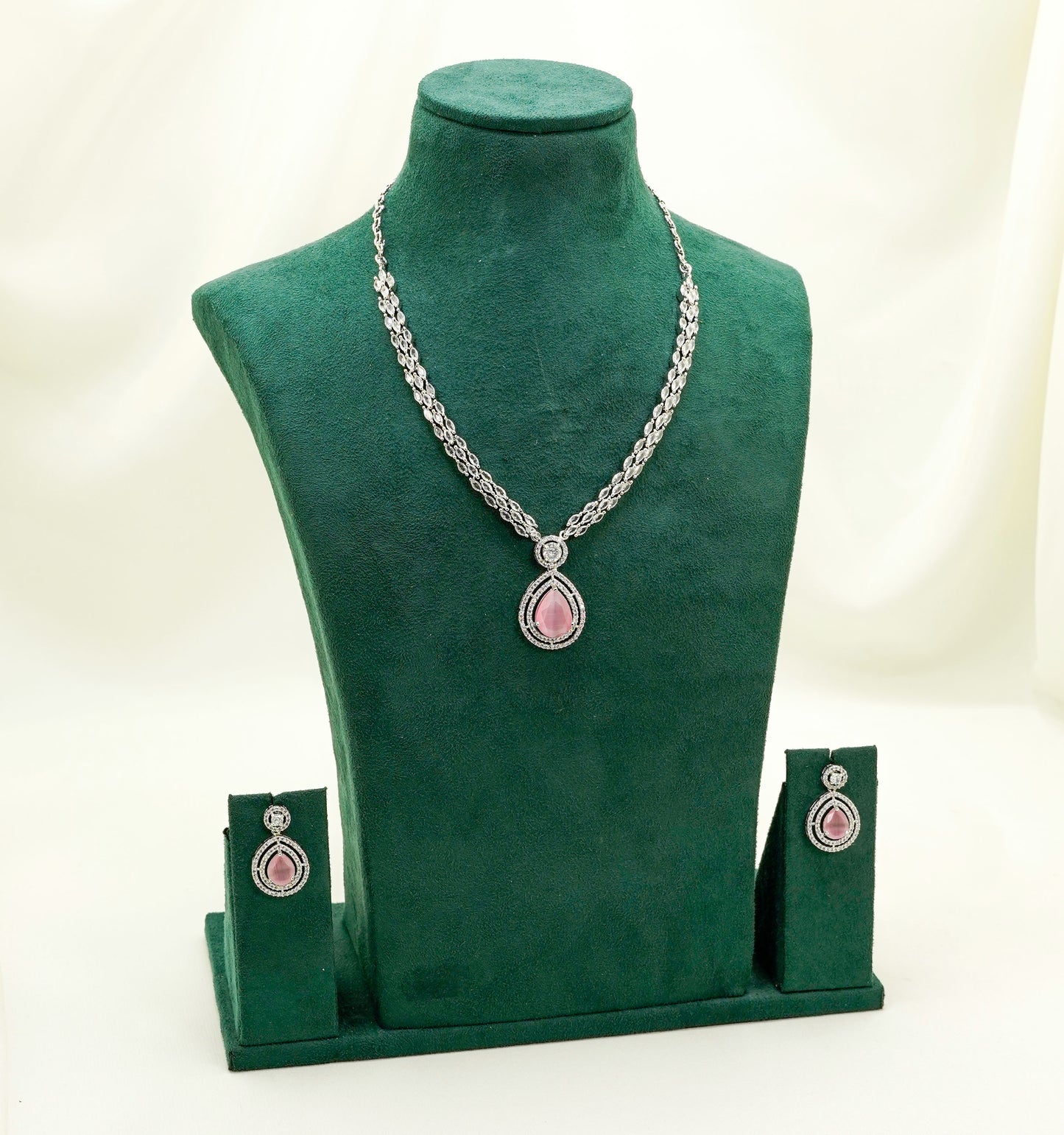 Soft Pink Party Necklace & Earring Set