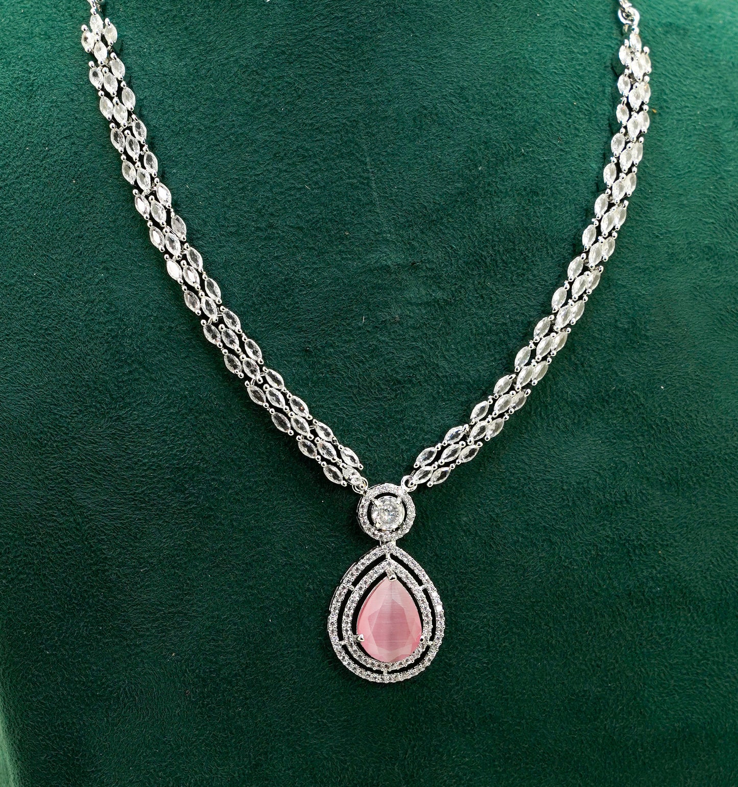 Soft Pink Party Necklace & Earring Set