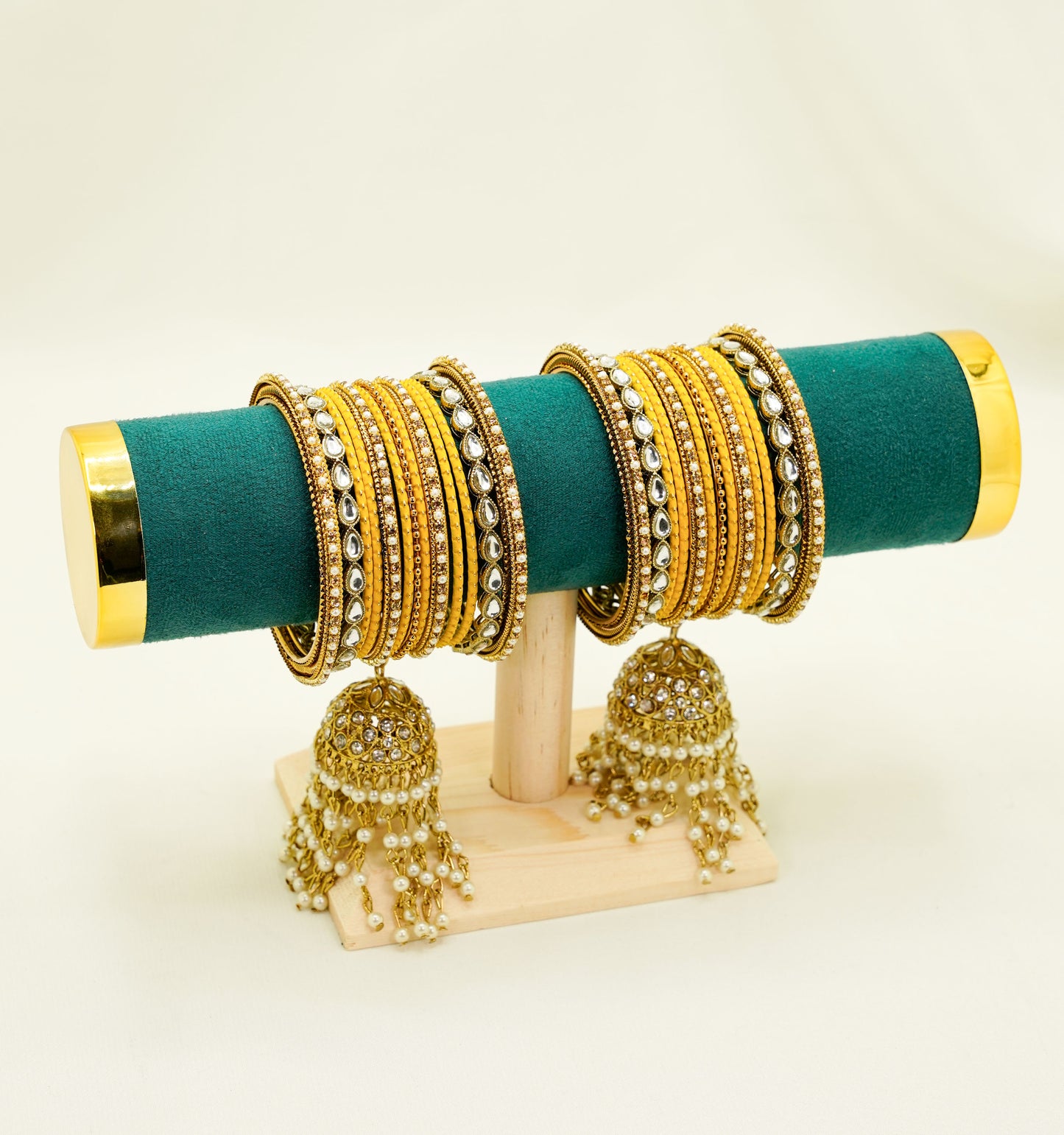 Mustard Bangles with Dangli – Bridal & Party Bangles Set (2 Sets)