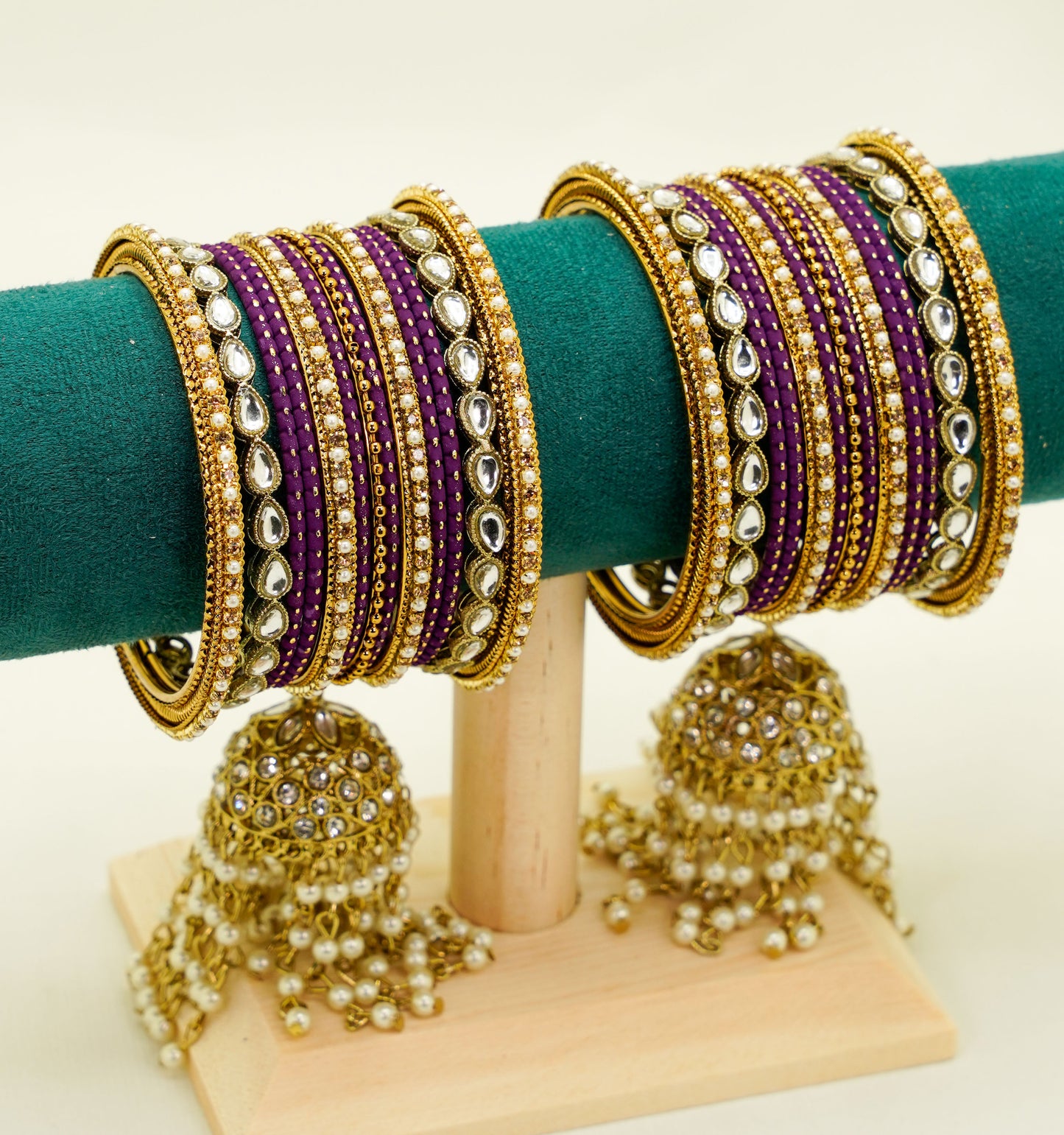 Purple Bangles with Dangli – Bridal & Party Bangles Set (2 Sets)