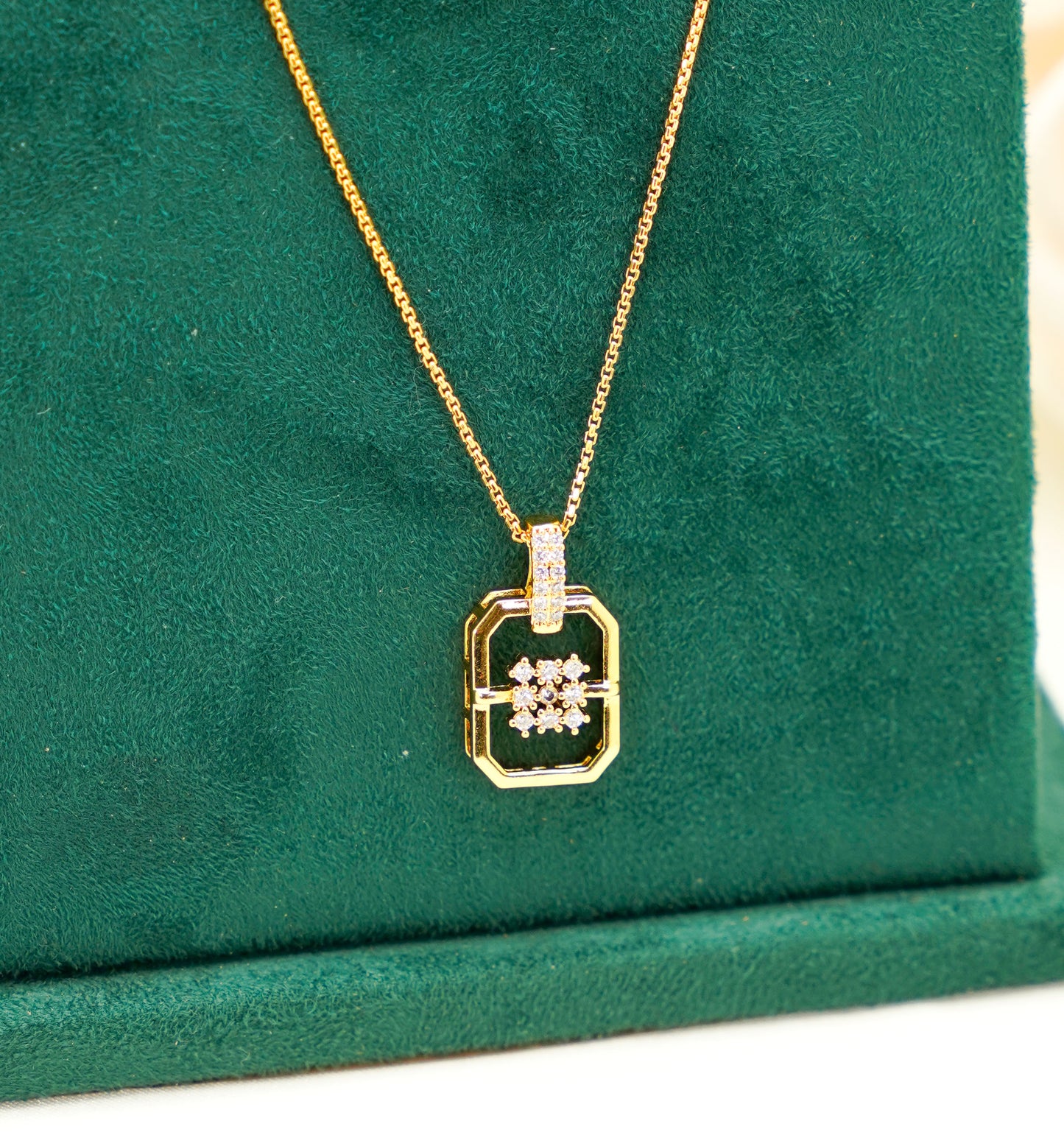 Zeeba Square Gold Plated Necklace