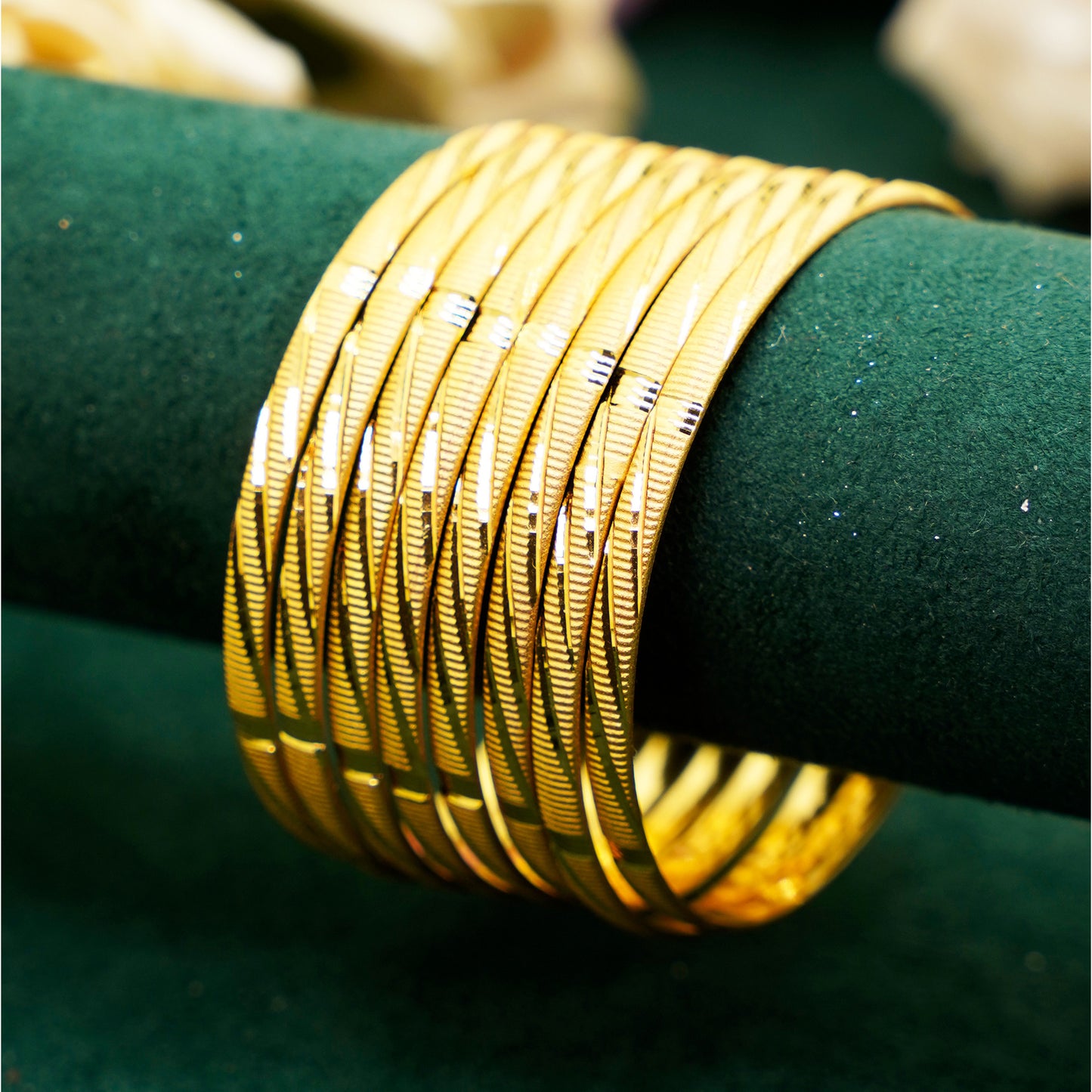 High-Shine Polished Gold Bangles – Slim Stackable Bangle Set for Women