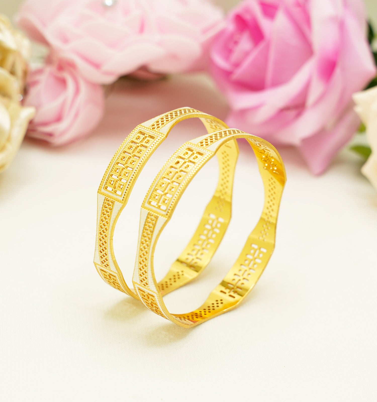 Gold Pleated Bangles