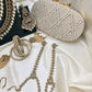 Modest Luxury  Bridal Jewellery Set – Pearl Kundan Necklaces, Earrings, Bangles & Clutch in Gold Finish