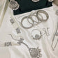 Modest Silver  Bridal Jewellery Set – Crystal Choker, Long Necklace, Bangles & Clutch for Nikah or Walima