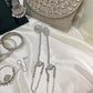 Modest Silver  Bridal Jewellery Set – Crystal Choker, Long Necklace, Bangles & Clutch for Nikah or Walima