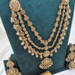 Traditional Gold  Bridal Jewellery Set – Layered Choker, Earrings, Bangles & Potli for Nikah or Walima