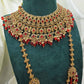 Red & Gold  Bridal Jewellery Set – Modest Choker, Long Necklace, Bangles & Handbag for Nikah or Walima