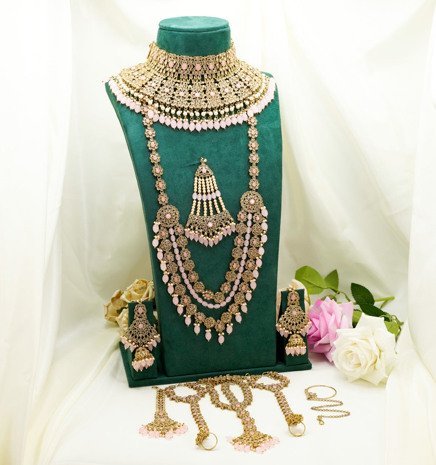 Blush Pink Bridal Set – Bridal Jewellery Set - Modest Kundan Necklace Set - BN1