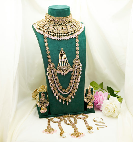 Blush Pink Bridal Set – Bridal Jewellery Set - Modest Kundan Necklace Set - BN1