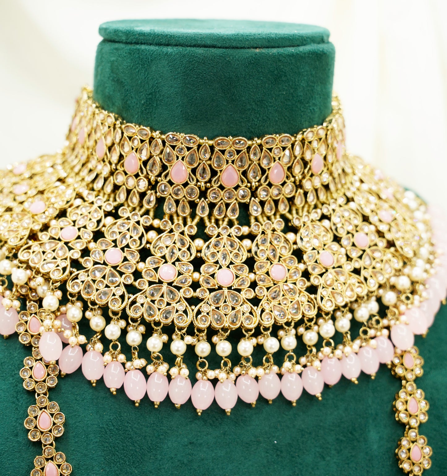 Blush Pink Bridal Set – Bridal Jewellery Set - Modest Kundan Necklace Set - BN1