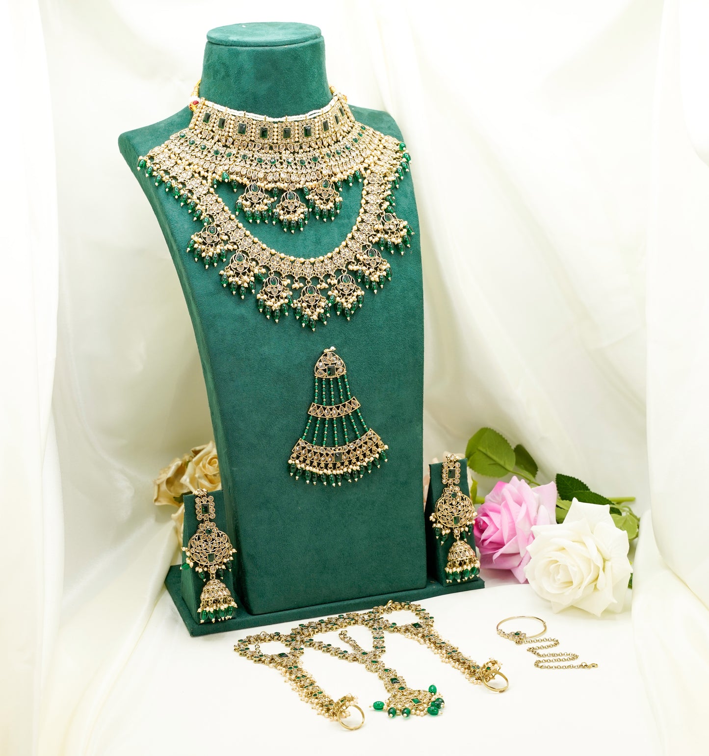 Zoya Bridal Set  – Full Bridal Jewellery Set - DJ-1734 - Green