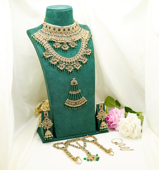 Zoya Bridal Set  – Full Bridal Jewellery Set - DJ-1734 - Green