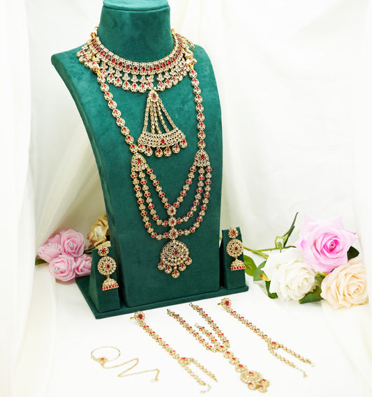 Red/Maroon & Gold Bridal Set – Full Bridal Jewellery Set - BR-111