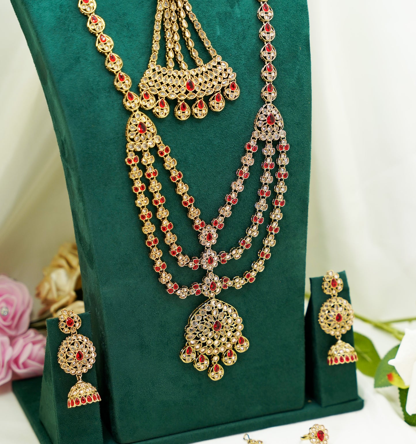 Red/Maroon & Gold Bridal Set – Full Bridal Jewellery Set - BR-111