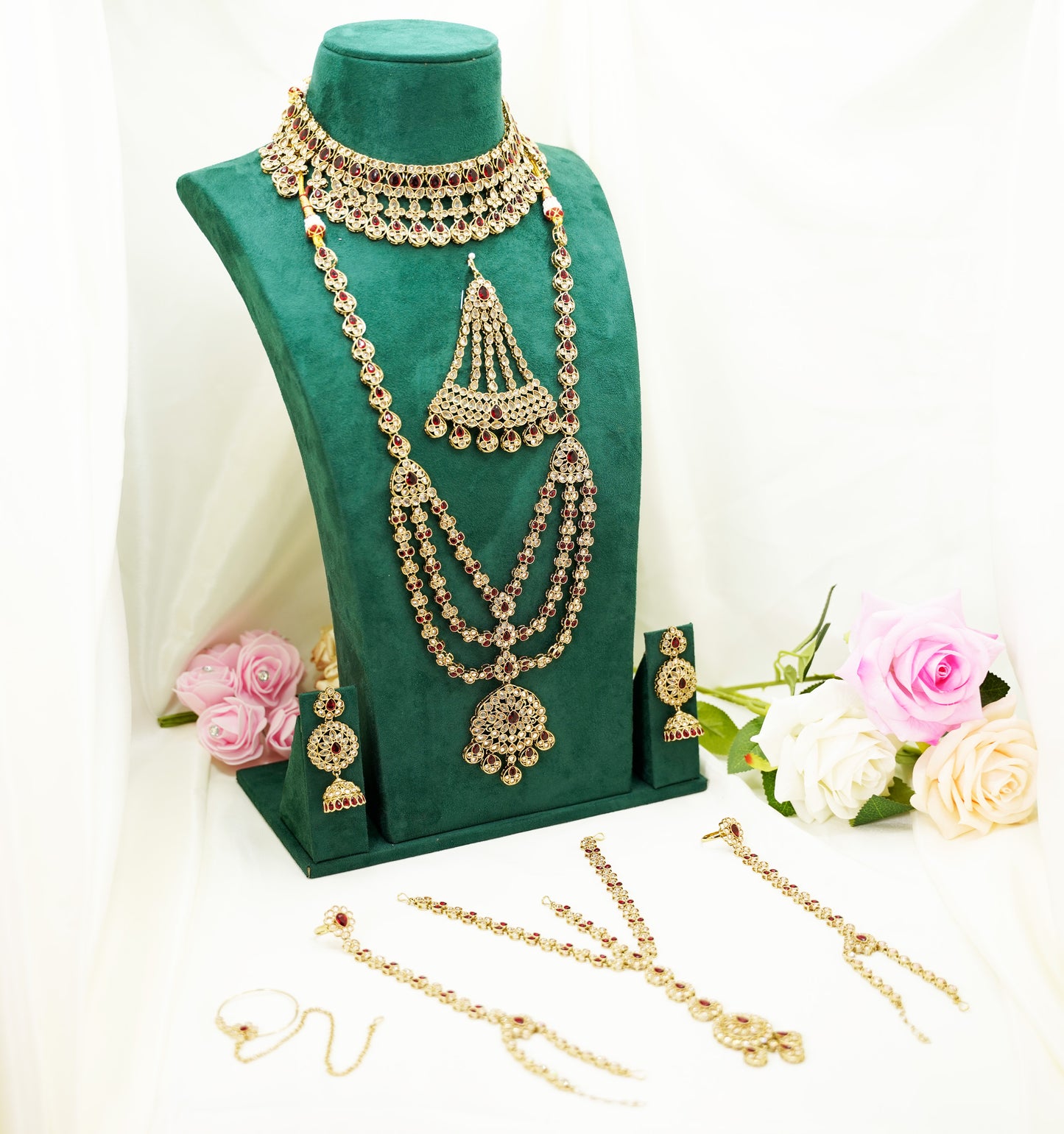 Red/Maroon & Gold Bridal Set – Full Bridal Jewellery Set - BR-111