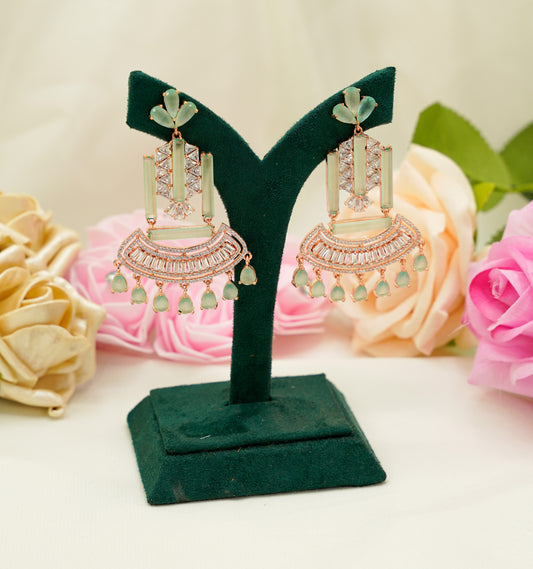 Olive Green Earrings with Pearls – Party Earrings Set