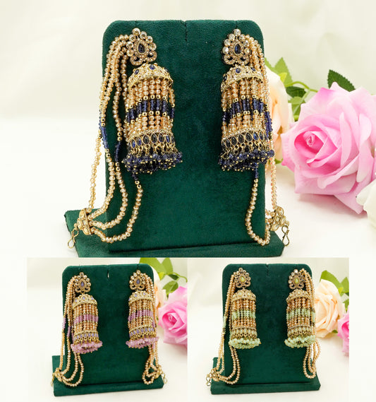 Jhumka Earrings with Pearl Strings – Modest Earring for Any Celebratory Event