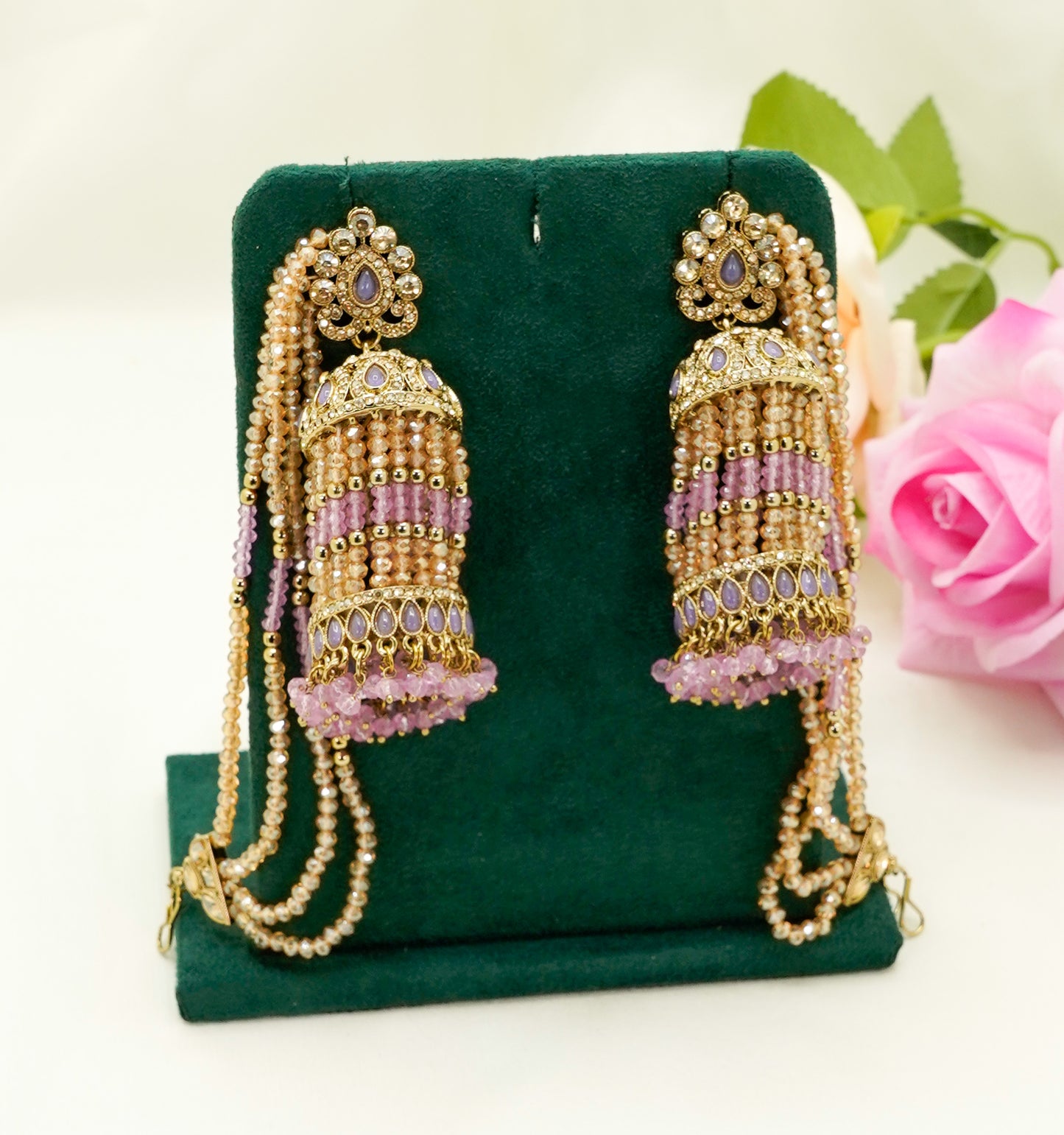 Jhumka Earrings with Pearl Strings – Modest Earring for Any Celebratory Event