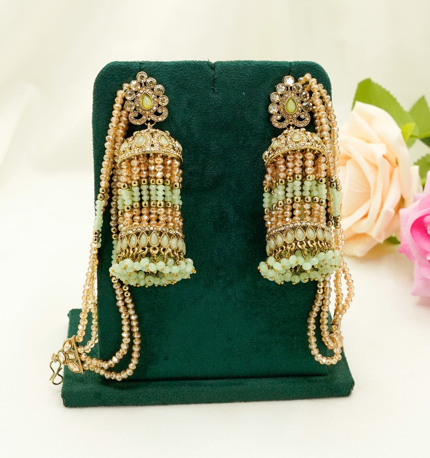 Jhumka Earrings with Pearl Strings – Modest Earring for Any Celebratory Event