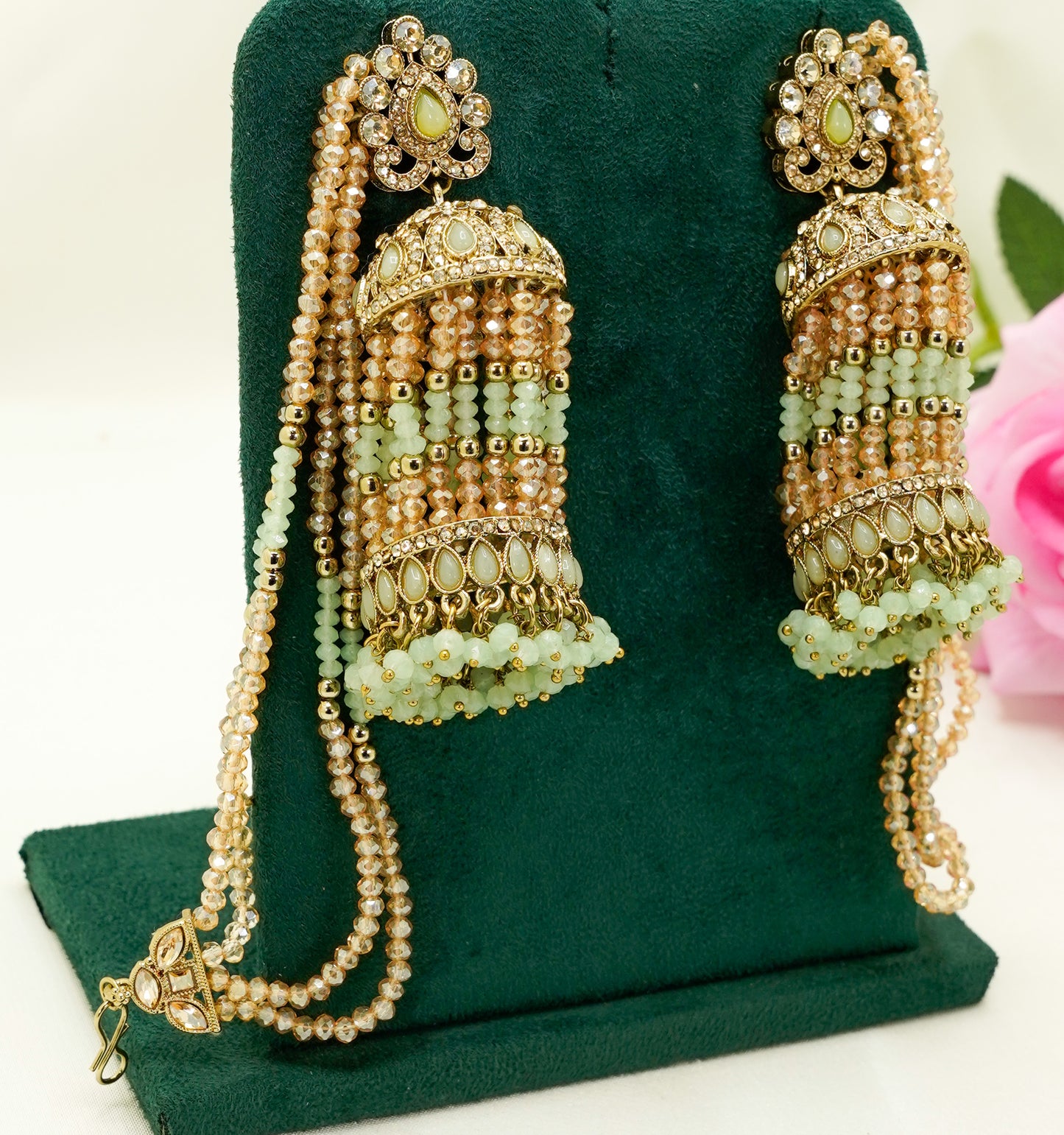Jhumka Earrings with Pearl Strings – Modest Earring for Any Celebratory Event