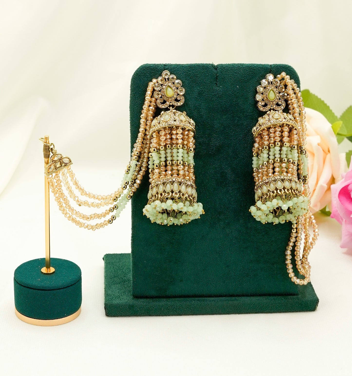 Jhumka Earrings with Pearl Strings – Modest Earring for Any Celebratory Event
