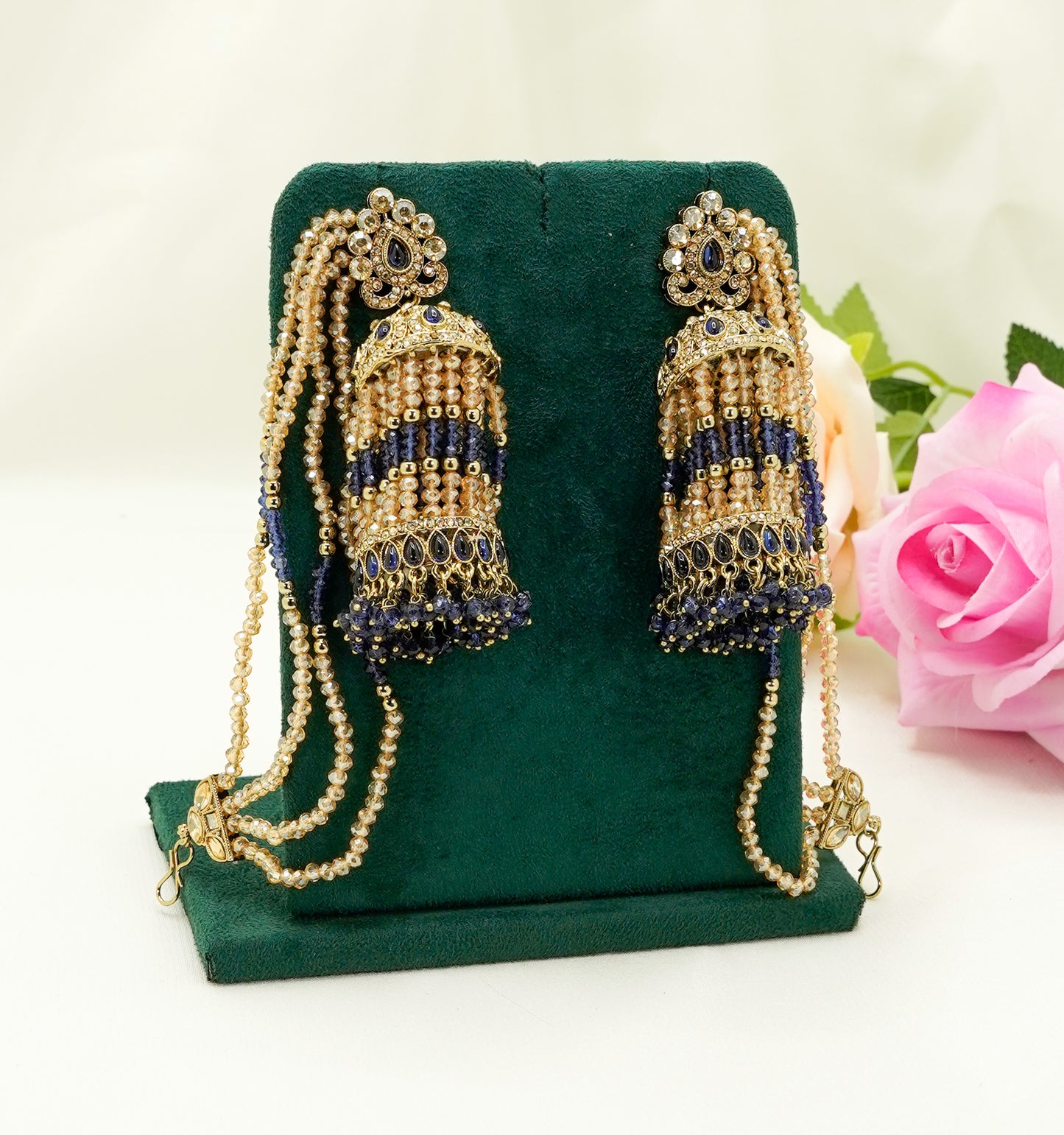 Jhumka Earrings with Pearl Strings – Modest Earring for Any Celebratory Event