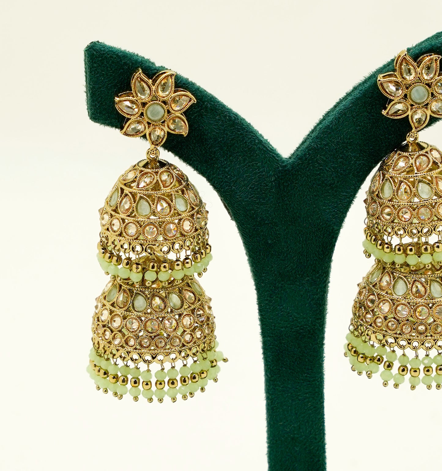 Minty Green Jhumka Earrings Set – Party Earring Set