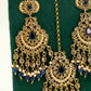 Navy Gold Jhumka Earrings & Tikka – Party Earring Set For Any Event