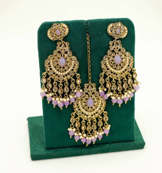 Lilac Jhumka Earrings & Tikka – Party Earring Set For Any Event