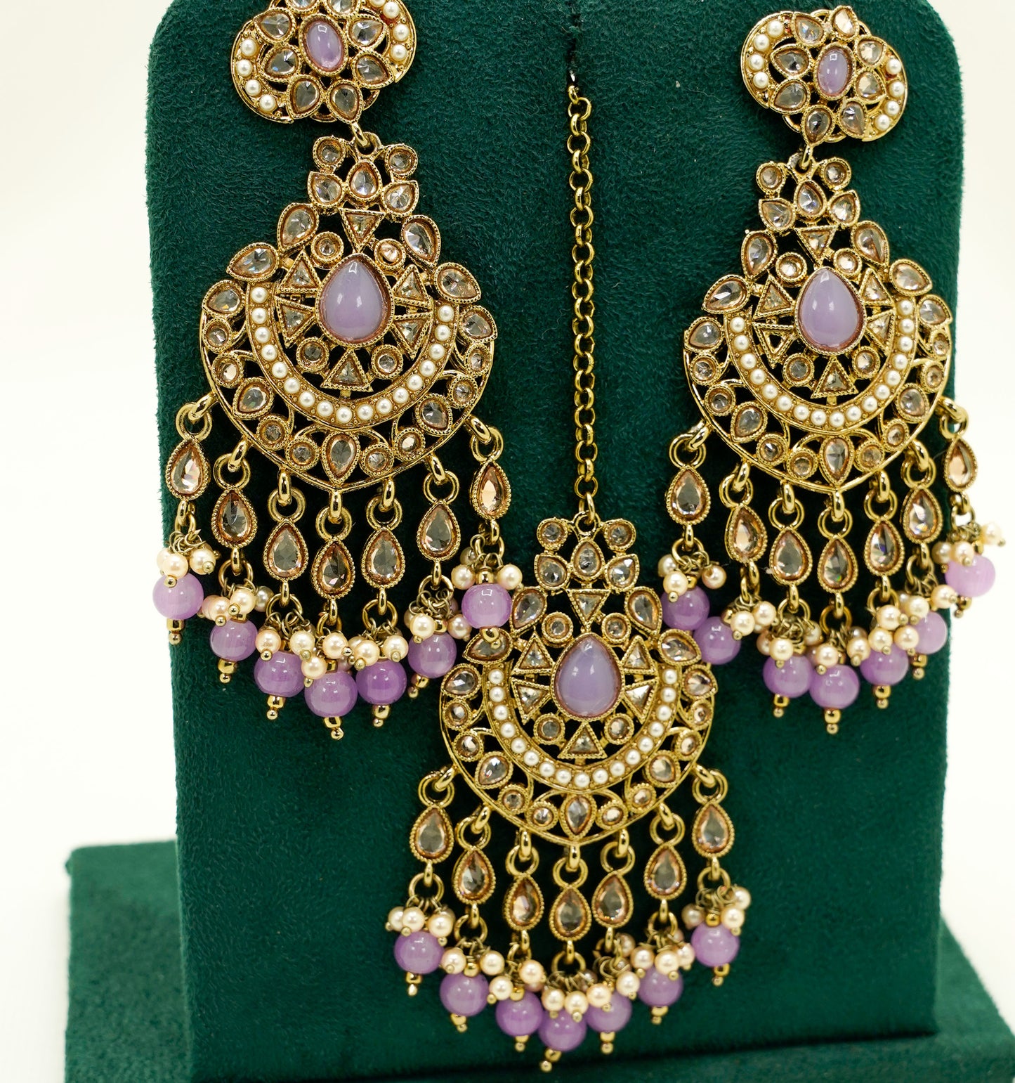 Lilac Jhumka Earrings & Tikka – Party Earring Set For Any Event