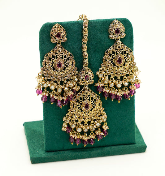 Pink Jhumka Earrings & Tikka – Party Earring Set For Any Event