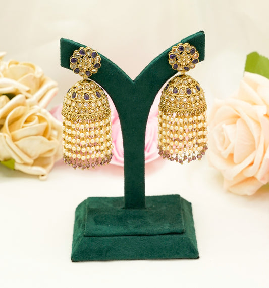 Gold Jhumka Earrings Set – Modest Earring Jewellery for Any Festival