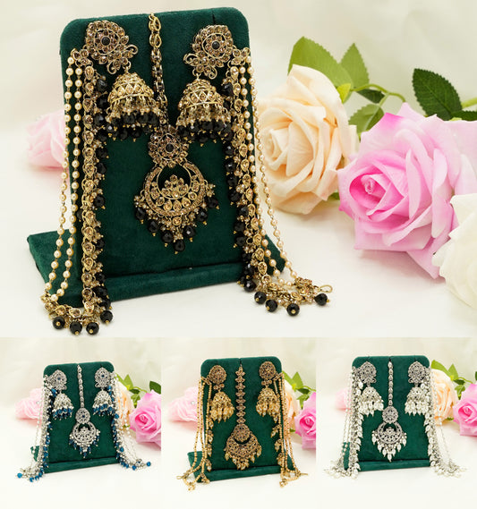 Tikka & Jhumka Earrings with Strings – Modest Earring for Any Celebratory Event
