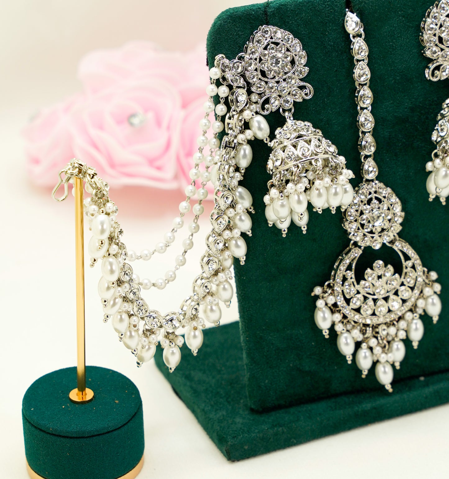 Tikka & Jhumka Earrings with Strings – Modest Earring for Any Celebratory Event